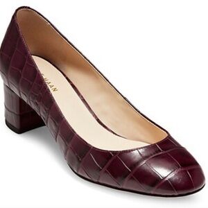 COLE HAAN CROC EMBOSSED LESLI PUMP HEEL SIZE 9 LEATHER PUMP